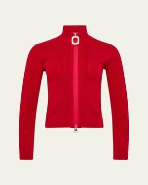 JW Anderson Fitted Zip-Up Cashmere Cardigan - Red