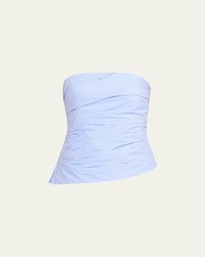 Jonathan Simkhai Emerson Ruched Strapless Top - Blue