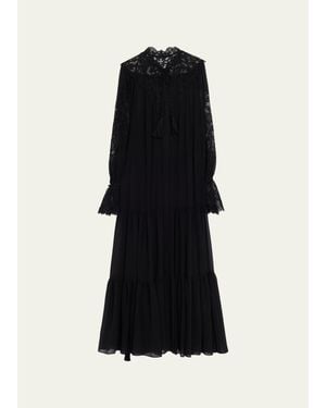 Kobi Halperin Skye Tiered Lace-Inset Maxi Dress - Black
