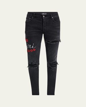 Amiri D-Club Applique Distressed Skinny Jeans - Blue