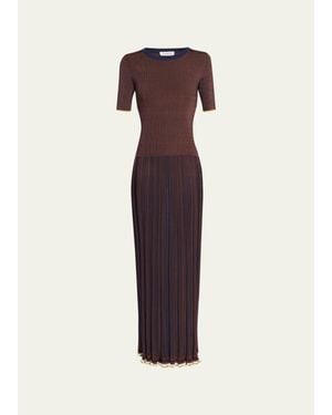 Zankov Gago Fine Rib Short-Sleeve Maxi Dress - Blue