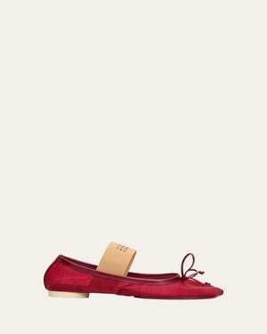 MM6 by Maison Margiela Mesh Anatomic Numeric Ballerina Flats - Red