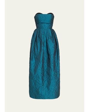 Ulla Johnson Katerina Strapless Jacquard Midi Dress - Blue