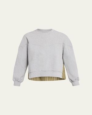 3.1 Phillip Lim Long-Sleeve French-Terry Combo Top - Gray