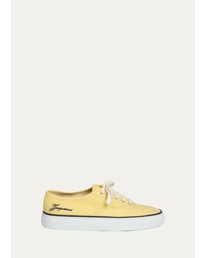 Jacquemus Les Fefe Canvas Low-Top Boat Sneakers - Natural