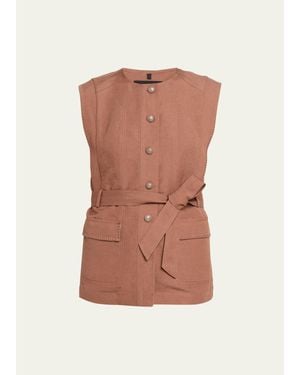 Kobi Halperin Beckett Belted Linen Vest - Multicolor