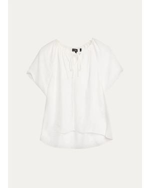Theory Draped Front-Tie Blouse - White