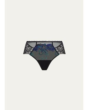 Lise Charmel Embroidered Lace & Tulle Boyshorts - Blue