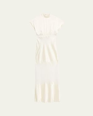 Saloni Fabienne Silk Long Dress - Natural