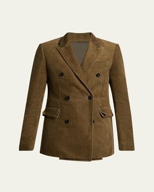 Sacai Corduroy Double-Breasted Jacket - Green