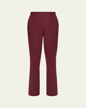 Brioni Silk-Wool Pintuck Flare Pants - Red