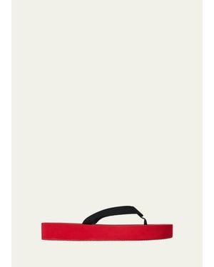 The Row Dune Cotton Flatform Thong Sandals - Red