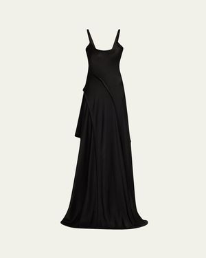 Jason Wu Sleeveless Crepe Back Satin Bias Slip Gown With Slit - Black