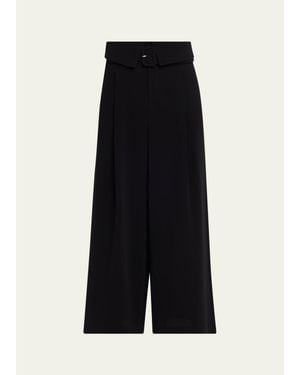 Cinq À Sept Lorena Belted Drapey Crepe Pants - Black