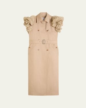 Max Mara Double-Breasted Linen Duster Coat - Natural