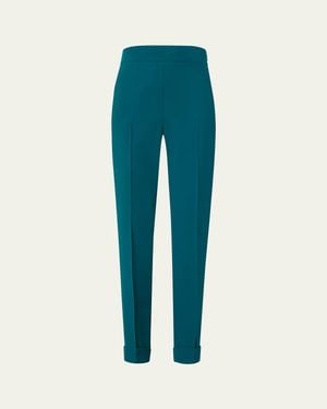 Akris Chris Crepe Tapered-Leg Cuffed Pants - Blue