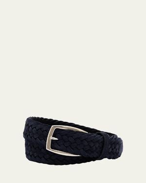 Brioni Woven Leather Belt - Blue