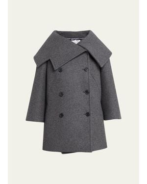Michael Kors Portrait Wool Double-Breasted Peacoat - Gray