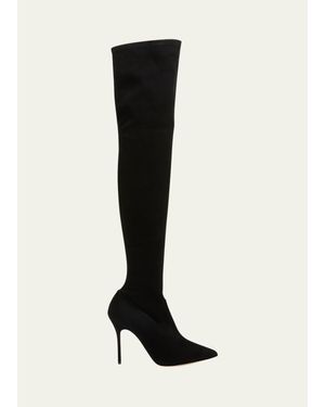 Manolo Blahnik Paschalarehi Suede Over-The-Knee Boots - Black
