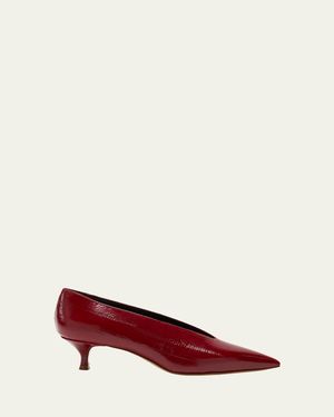 Le Monde Beryl 40Mm Babouche Eel-Embossed Leather Pumps - Red