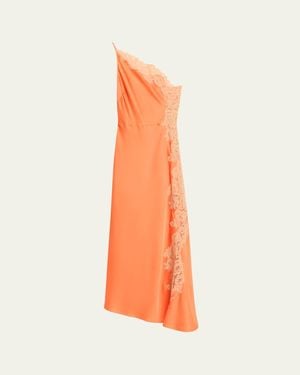 A.L.C. Lou Lace-Embroidered One-Shoulder Slip Dress - Orange