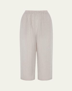 Eskandar Metallic Linen Japanese Pants - White