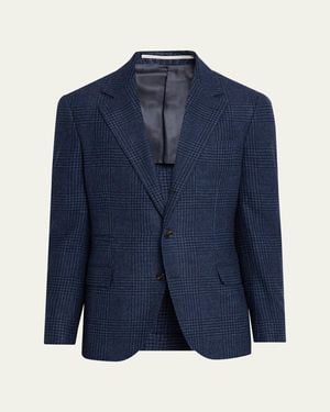 Brunello Cucinelli Galles Houndstooth Check Single-Breasted Sport Coat - Blue