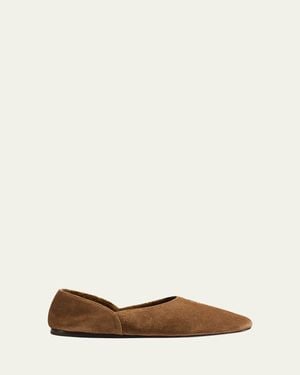 KHAITE Jane Mixed Leather Ballerina Flats - Natural