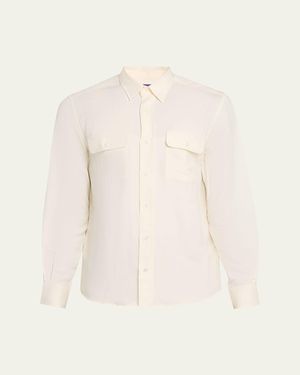 Ralph Lauren Silk And Linen Flap Pocket Button-Down Shirt - Natural
