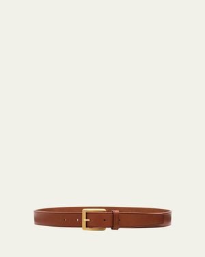 Saint Laurent Minimal Leather Belt - Brown