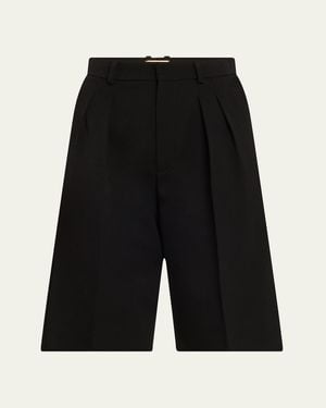 Saint Laurent Pleated Tailored Bermuda Shorts - Black