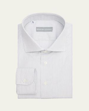 Bergdorf Goodman Cotton Pencil Stripe Dress Shirt - White