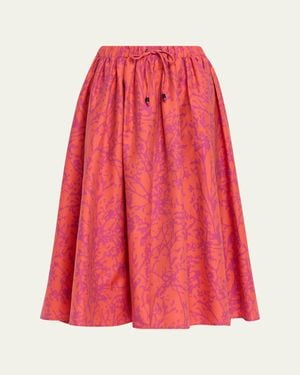 Max Mara Print Drawstring Midi Skirt - Red