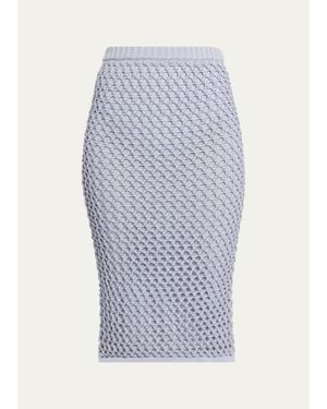 DIOTIMA Spice Crystal Crochet Knit Midi Skirt - Blue