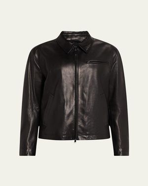 Brioni Leather Moto Jacket - Black