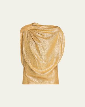 Michael Kors Asymmetric Draped Lame Top - Metallic