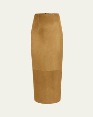 KHAITE Loxley Long Pencil Leather Skirt - Natural