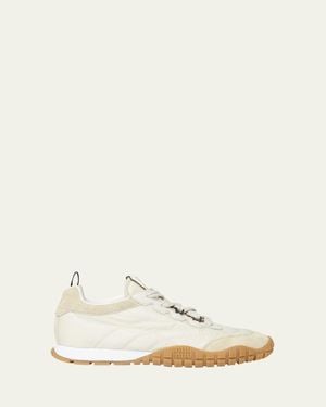 Miu Miu Low-Top Nylon & Leather Sneakers - Natural