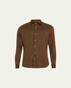 Loro Piana Andrew Cashmere-Silk Sport Shirt - Brown