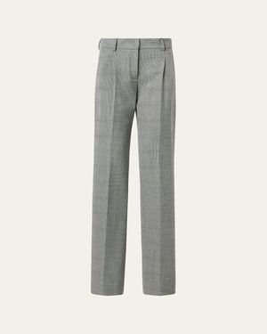 Akris Fabri Prince Of Wales Check Straight-Leg Pants - Gray