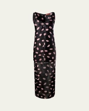 Altuzarra Katrin Lip-Print Silk Maxi Dress - Black
