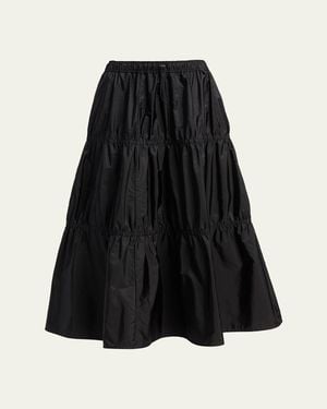 Moncler Tiered Nylon Midi Skirt - Black