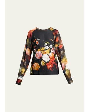 Dries Van Noten Pixel Fruit Print Long-Sleeve Top - White
