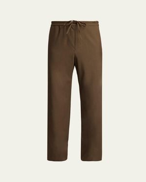 The Row Ari Wool Wide-Leg Drawstring Pants - Natural