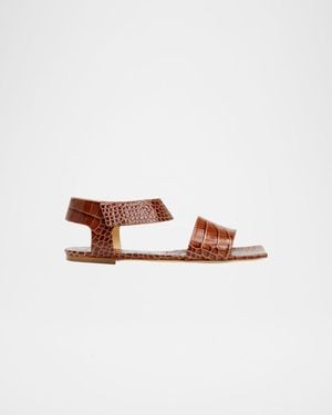 A.W.A.K.E. MODE Riley Croco Grip-Ankle Sandals - White