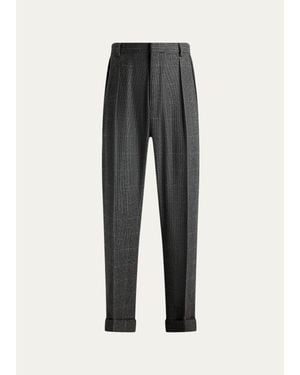 Ralph Lauren Glenn Hand-Tailored Tick-Weave Pants - Gray
