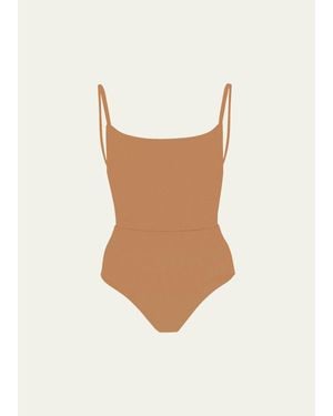 Anemos Mixed Stripes Square-Neck One-Piece Swimsuit - White