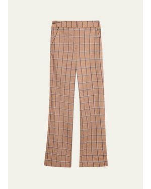 Veronica Beard Tonelli Plaid Wide-Leg Pants - Natural