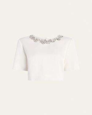 Cinq À Sept Adona Tumbling Flowers Crepe Crop Top - Natural