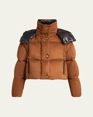 Moncler Paterne Convertible Short Down Jacket With Detachable Hood - Brown